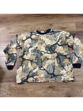 Vtg 90s Predator Camo Long Sleeve Pocket T Shirt Mens L